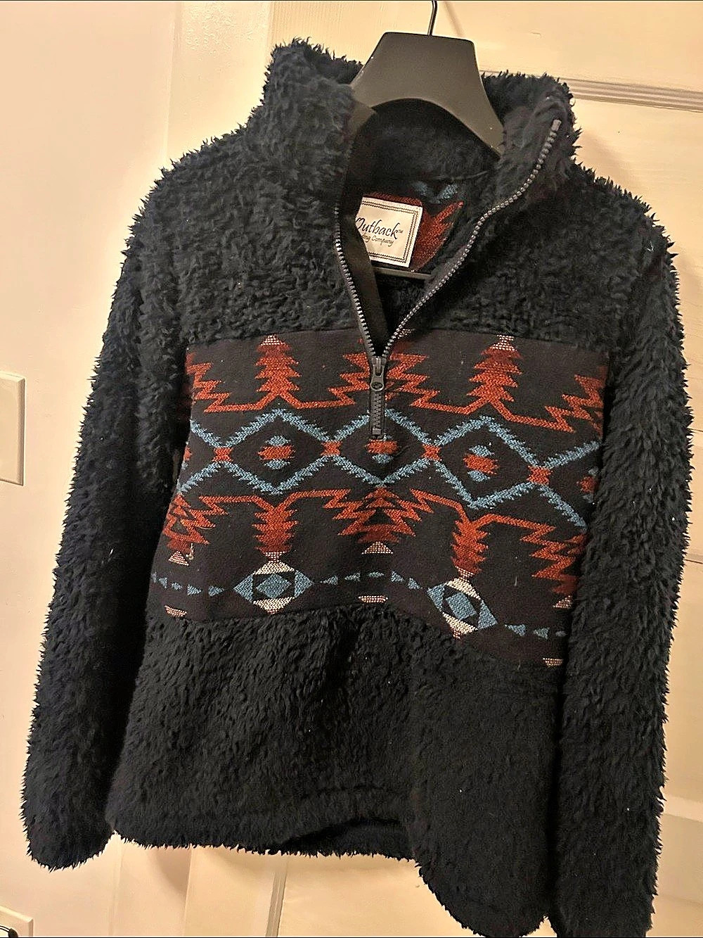Outback Trading Company Delane Henley Geometric Fleece Pullover Medium